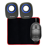  Caixa De Som P/ Notebook Pc + Mouse + Mouse Pad Pc Notebook