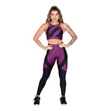 Conjunto Fitness Dily Legging E Top Metalic Malbec | 189