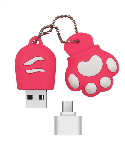 Pen Drive 2tb. En Forma De Huella Animal Rosada Mas Otg