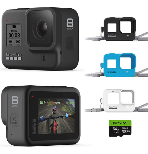 Gopro Hero8 Negro + Cordón + Tarjeta Sd De 64 Gb - Embalaj.