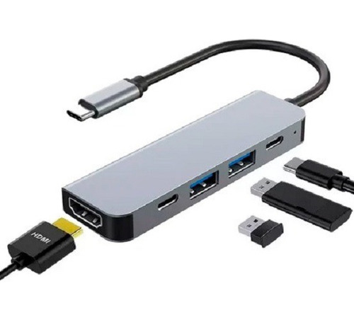 Adaptador Hub 5-1 Tipo C A Usb A, Pd Tipo C, Hdmi, Ts-sd