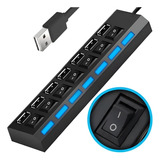 Usb Hub 2.0 Cabo Extensão 7 Portas High Speed Hd Pen Drive