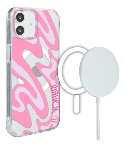 Funda Para iPhone Magsafe Con Nombre Para Mujer Curvas Rosa