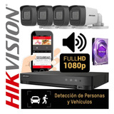 Kit Seguridad Dvr Hikvision Acusense C/ 4 Camaras Con Sonido