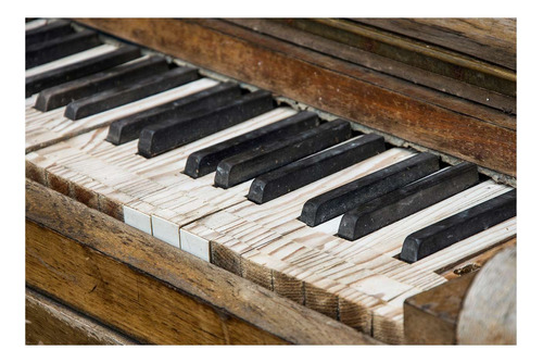 Vinilo 60x90cm Piano Antiguo Madera Musica Clasico