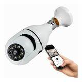 Camara Tipo Foco De Seguridad Wifi Ip Socket Vision Nocturna Color Blanco