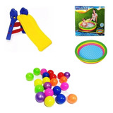 Piscina Inflable Grande + 500 Pelotas + Rodadero + Inflador 