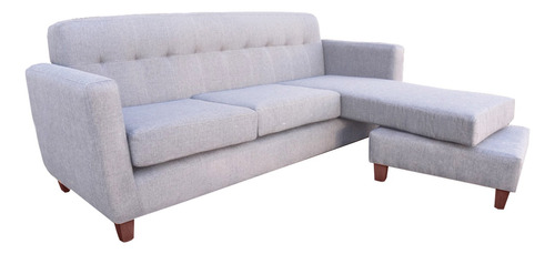 Sillon 3 Cuerpos + Puff Retro Nordico Chenille Antidesgarro