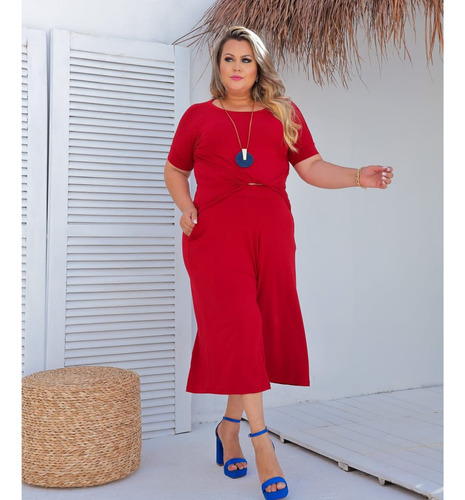 Conjunto Feminino 2 Peça Plussize Moda Novidade Blusa Calça