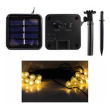 Guirnalda Solar Exterior Bolas Led Blanco Calido