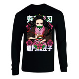Camiseta Nezuko Demon Slay Manga Larga Camibuso Sueter Geeks