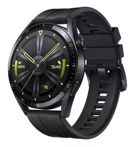 Huawei Watch Gt Gt3 1.43  Caja 45mm De  Acero Inoxidable  Negra, Malla  Negra De  Fluoroelastómero Jpt-b29