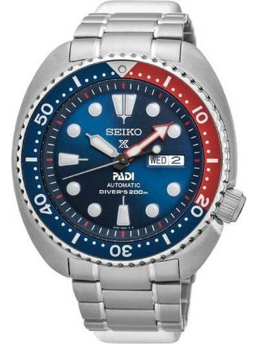 Relógio De Pulso Seiko Prospex Srpa21 Com Corpo Prateado,  Analógico, Para Masculino, Fundo  Azul Cor Prateado, Agulhas Cor Branco, Prateado, Vermelho E Preto, Subdials De Cor Branco E Prateado, Ponte