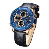 Reloj Para Hombre Pulso Cuero Naviforce Doble Hora Sumergibl