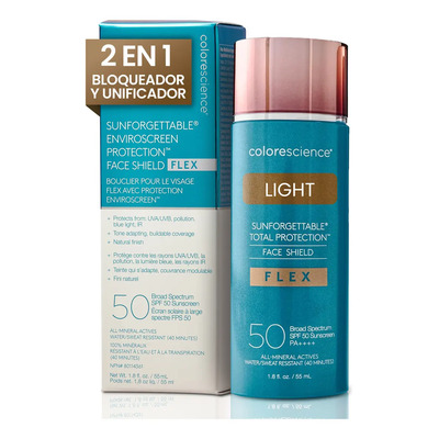 Colorescience | Sunforgettable® Total Protection Face Shield Flex | Protector Solar Facial Mineral Con Color | SPF 50 | Skin Care | Niaminacida | Bloqueador Mineral | Color Light | Meses sin interés