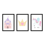 Set Cuadros Decorativos Princesa Unicornio Habitación Niña