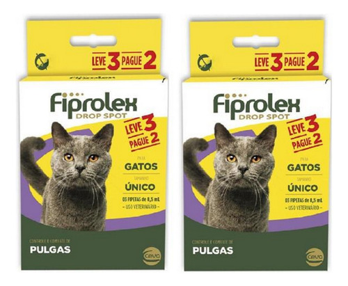 Kit 2 Fiprolex Gatos Kit Antipulgas Ceva Leve 3 Pague 2