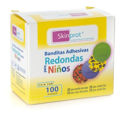 Skinprot Curitas Banditas Adhesiva Redonda Para Niños 100pz 