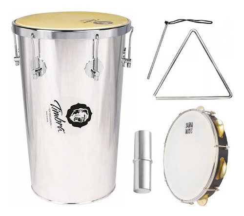 Kit Percussão: Tantam Timbra + Pandeiro Music +  Triângulo +