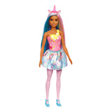 Muñeca Barbie Dreamtopia Unicornio (pelo Azul Y Rosa), Con