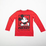 Polera Manga Larga Niño Mickey Flex Rosado Disney