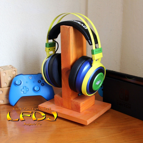 Soporte Base Para Audifonos Gamer Headset Madera Metal Lfdj