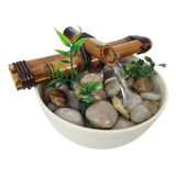 Fonte De Agua Cascata Feng Shui Mesa Bambu Decorativa 