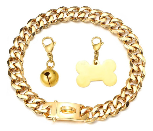 Rumypet Collar De Perro De Oro 18k Cadena De Eslabones De A
