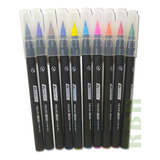 Marcadores Fibras Brush Colores Punta Pincel X10 Colores