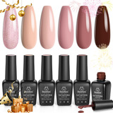 Kit De 6 Esmaltes Gel Secado Uv Coleccion Nude Symphony