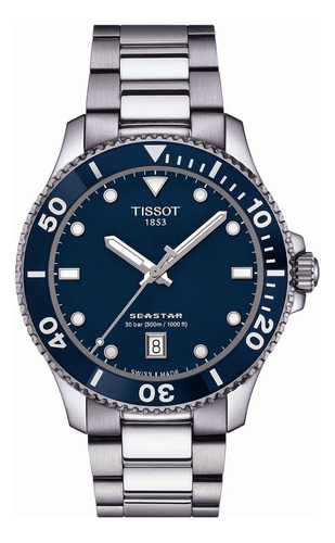 Reloj Tissot T1204101104100 Seastar 40mm 30ba Agente Oficial