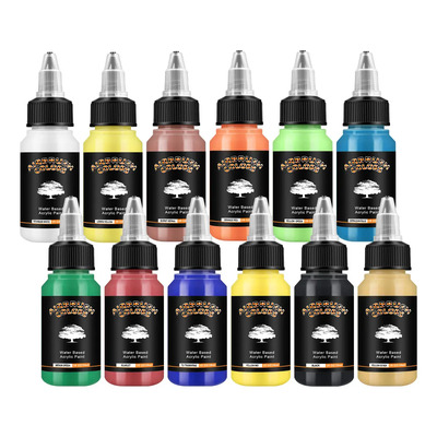 Kit de Pintura Acrílica Juemel para Aerógrafo, 12 Colores de 30ml Listos para Usar en Plástico, Lienzo y Metal | MercadoLibre