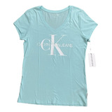 Calvin Klein Jeans Camiseta Con Cuello En V Y Logo, P/dama