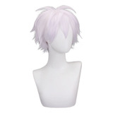 Peluca Corta De Moda For Cosplay, Anime, Color Blanco Plate