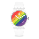 Reloj Swatch Stripe Fierce Para Hombre Mujer So29k701 Color De La Malla Traslúcido Color Del Bisel Traslúcido Color Del Fondo Multicolor