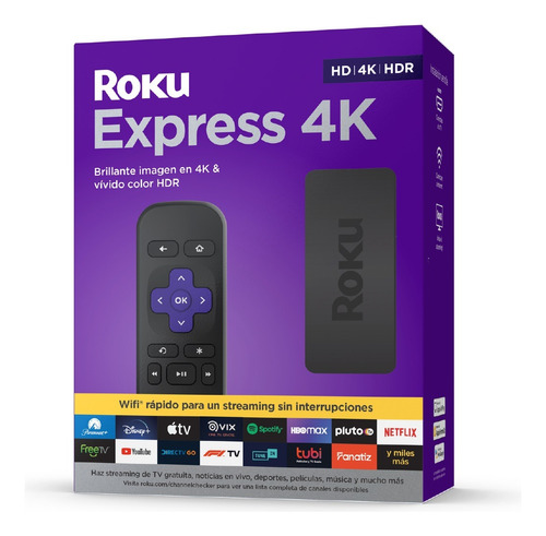 Media Streaming Roku Express 4k Color Negro Con Control