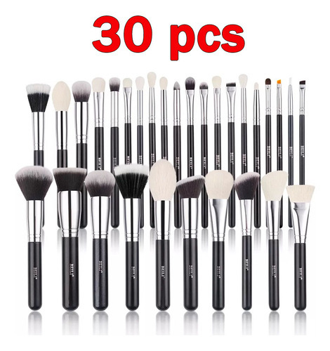 Juego De Brochas De Maquillaje, 30 Piezas, Color Negro