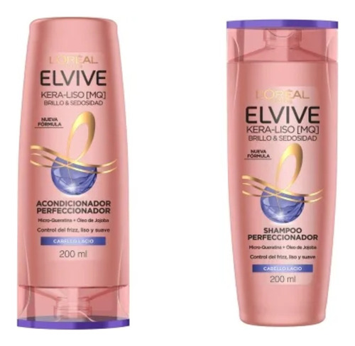 Combo Loreal Paris Elvive Kera-liso Shampoo+acon 200ml 