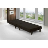 Cama Solteiro Marrom Portátil Dobrável Estofada De 188x88cm