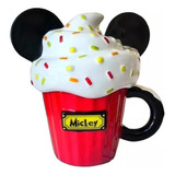 Taza Cerámica 3d Mickey  Con Tapa Disney Cupcake