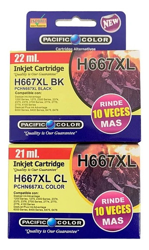 Pack Tintas 667  Alternativo Negro/color Xl Alta Capacidad