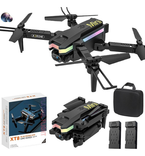 Dron Profesional Con Cámara Doble 4k, Luces Led + 2 Baterías
