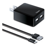 Cargador Doble Usb 2.4 De Pared Con Cable Micro Usb Isound Color Negro