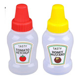 2 Botellas De Plástico Recargables Para Salsa De Tomate, Par