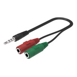 Cable Adaptador 3,5mm Audio Macho Doble Hembra Auricular Mic