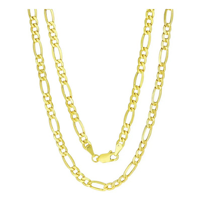 Cadena Figaro 3x1 Oro 10k Kilates 55cm 4mm Grueso Italiano Color Dorado | Meses sin interés