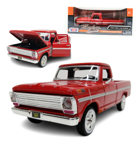 1969 Ford F-100 Pickup ( 4 Colores ) Motormax Diecast 1:24