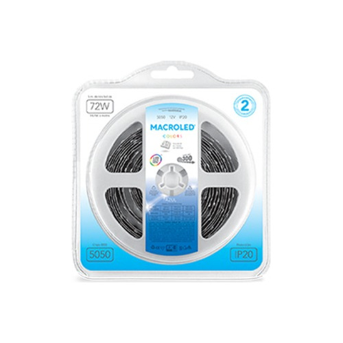 Tira 5050 Macroled Azul Ip20 - Dc12v - 14,4w - 5 Mts