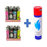 2 Ronson Encendedor Round (clipper) + Gas Recarga 300 Ml