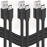 3 Cables De Cargador Usb A Micro Usb | Negro / 1,8m